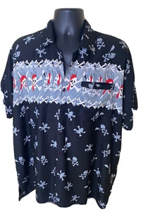 Rocawear Hawaiian Shirt Black Skulls Pirates Caribbean Button Up - Picture 1 of 11
