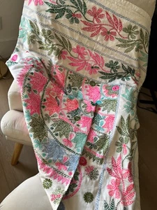 HANDMADE EMBROIDERY COTTON Bohemian Traditional Royal Bed Sheet/blanket Vintage - Picture 1 of 7