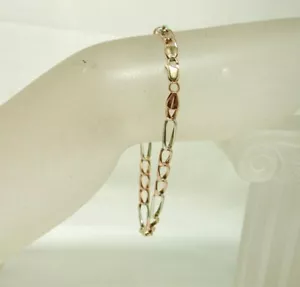 9ct Two Colour Rose And White Gold Curb Link Bracelet 21468 - Picture 1 of 3