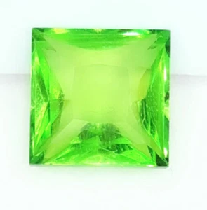 Loose Gemstone Princes Natural Green Peridot Certified Peridot Princess Cut Gem - Picture 1 of 9