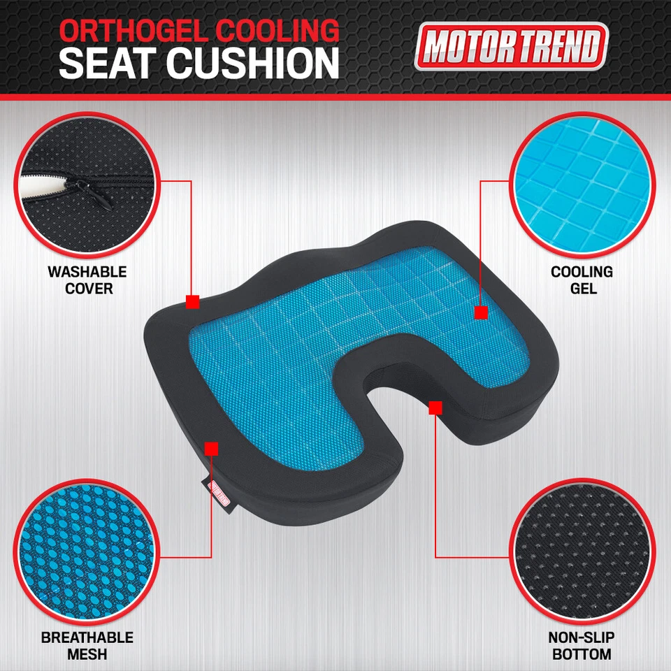 Motor Trend Cooling Seat Cushion With Memory Foam and Orthopedic GEL