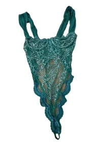 Victorias Secret Womens Vintage Gold Label Thong Teddy Bodysuit Size 34B Lace - Picture 1 of 3