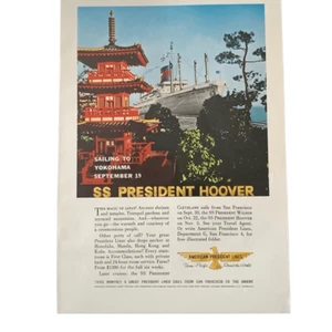 Vintage 1969 American President Lines SS President Hoover Yokohama Ad Advertisem - Picture 1 of 4