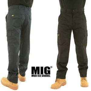 Mens Cargo Combat Work Trousers with Knee Pad Pockets Size 30 to 42 By MIG - Picture 1 of 13