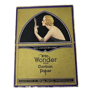 Kee Lox Wonder Brand Carbon Paper Art Deco 1920s Flapper Girl w some contents - Picture 1 of 5
