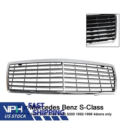 NEW Chrome Front Bumper Grill Grille Fits Mercedes Benz S-Class W140 1992-1998 Foto 1 de 4