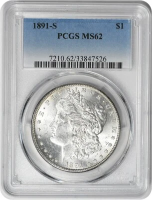 1891-S Morgan Silver Dollar MS62 PCGS - Image 1 of 2