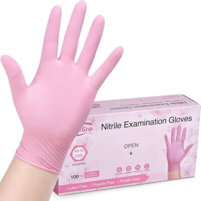 SWIFTGRIP Pink Nitrile Disposable Cleaning Gloves Esthetician Nail Tech Hair Dye & Stylist