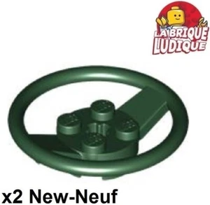 Lego 2x volant direction steering wheel large with 2x2 center vert foncé 67811 - Imagen 1 de 1