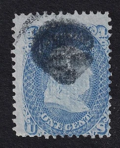MATT'S STAMPS US SCOTT #92 BENJAMIN FRANKLIN 1-CENT BLUE, F-GRILL, USED, CV$425 - Picture 1 of 3