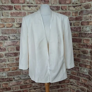 Jacques Vert Satin Jacket Cream UK 22 Blazer 3/4 Sleeve - New RRP 159 - Picture 1 of 12