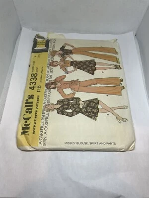 4338 Vintage McCalls SEWING Pattern Misses 1970s Blouse Skirt Pants Carefree 6 - Image 1 of 2