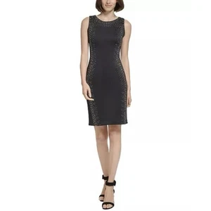 Calvin Klein Black Embellished Sleeveless Sheath Dress Plus Size 16 - Picture 1 of 7