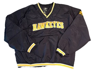 Iowa Hawkeyes Pullover Windbreaker Black Jacket XXL Vintage - Picture 1 of 6