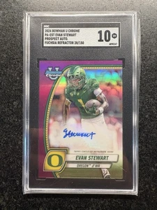 Evan Stewart Auto /150 - SGC 10 Gem - 2024 Bowman U Chrome - Fuchsia - Picture 1 of 1