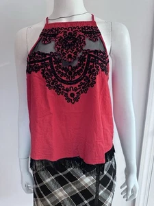 Guess Tanktop orange rot bestickt Größe M mit Fransen - Bild 1 von 13