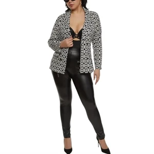 Blazer Wearever Geo Print Negro Blanco Ligero Talla 1X Nuevo Con Etiquetas - Imagen 1 de 9