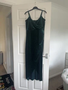 Bottle Green Velvet Glitter Midaxi Dress Size 18 Quiz Christmas Party - Picture 1 of 2