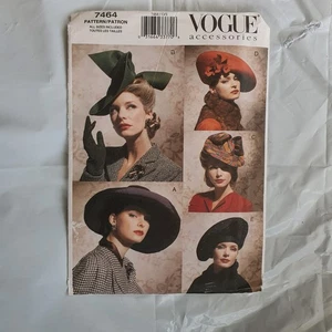 Vogue Sewing Pattern 7464 Millinery Vintage Hats From 1930 & 1940 Races Race Day - Picture 1 of 2