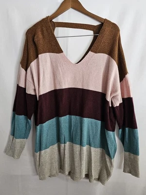 Suéter Maurices Mujer Talla XXL Rayas Cuello en V Manga Larga Color Block Tejido NUEVO Foto 1 de 4