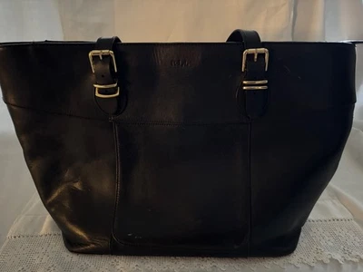 Ralph Lauren  LARGE Black Leather Tote Bag NICE! - Image 1 of 4