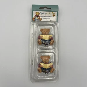 Springmaid Cassettiera in Resina Dipinta a Mano Tiranti Blu Jean Teddy Bear Set di 2 NUOVI - Foto 1 di 8
