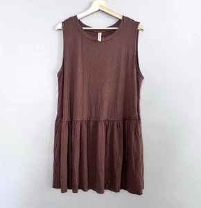 Zenana Ruffle Hem Top T-Shirt Tee Sleeveless Flowy Brown Plus Size 2X Style 1617 - Picture 1 of 7