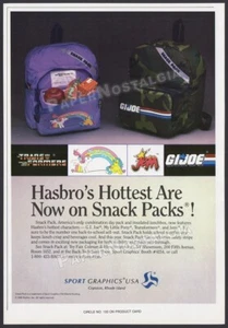 SNACK PACK Backpacks / Hasbro - Orig. 1986 Trade ADVERT_ GI Joe _ My Little Pony - Imagen 1 de 1