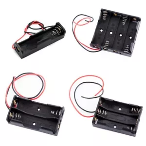 Black Plastic 1 2 3 4 Slots AA Size Power Battery Storage Holder Case Box Leads - Picture 1 of 12