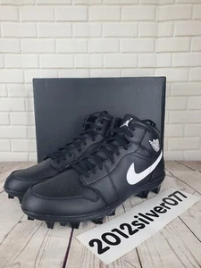 Size 14 Nike Men's Air Jordan 1 Mid TD 'Black' 2023 Football Cleats FJ6805-001 - Picture 1 of 10