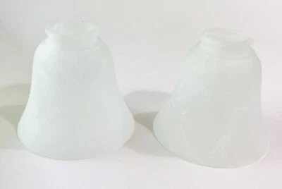 (2) Westinghouse LAMP SHADES White Glass Bell Shape Scavo Design 2.25" Opening - Image 1 of 4