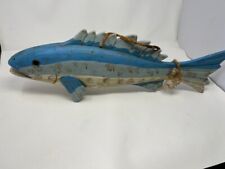 Large hand carved and painted wooden fish