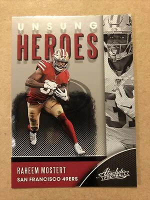 2020 Absolute Unsung Heroes #UH-RM Raheem Mostert Football Card - Image 1 of 2