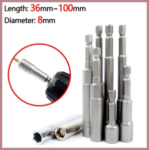 Hex Socket Sleeve Drill Bits Set Adapter Drill Bit Magnetic Metric Impact 8mm - Picture 1 of 20