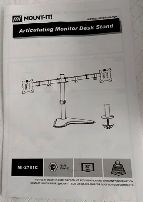 Mount-It! Dual Monitor Desk Stand (screens up to 32" and up to 22 pounds) #20014 - Image 1 of 4