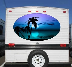 Rv Camper Trailer Tropical Sunset Palm Trees Graphics Decals Stickers  40" Vinyl - Picture 1 of 1