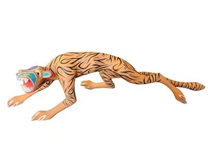 Large OAXACA Mexico Hand Carved & Painted Wood Tiger Catarino Carilio - Picture 1 of 9