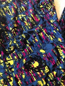Lularoe TC Leggings Blue Yellow And Pink With Floral Geometric Design - NEW! - Picture 1 of 9