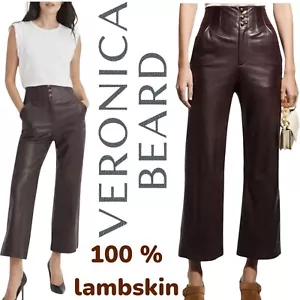 VERONICA BEARD Arcella High Rise Leather Pants, Oxblood, Size 10 $1098.00 NWT - Picture 1 of 14