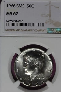 1966 SMS NGC 50C MS67 KENNEDY HALF DOLLAR #B47029 - Picture 1 of 2
