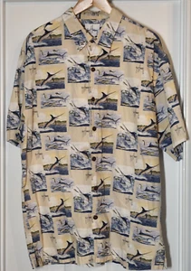 Guy Harvey Swordfish Shirt Button Up Mens XL Blue Marlin AFTCO BlueWater Wear - Picture 1 of 3