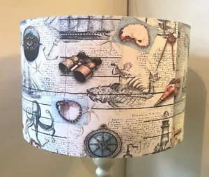 Steampunk nautisch, Lampenschirm, heller Schirm, hohe Schiffe, Seeungeheuer, alte Schrift - Bild 1 von 3