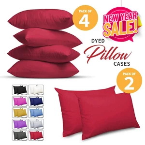 Housewife Plain Pillow Cases Pack of 2, 4 Poly Cotton Luxury Pair Pillow Covers - Picture 1 of 110