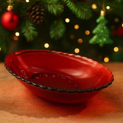 Anchor Hocking Royal Ruby Red Oval Scalloped Bowl - Image 1 of 4