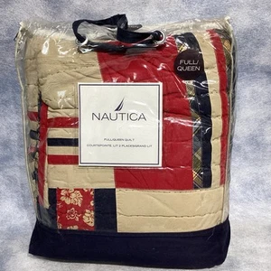 Nautica Cotton "Surfside" Quilt Plaid Reversible 86Wx86 Nautical Full/Queen NIP - Picture 1 of 10