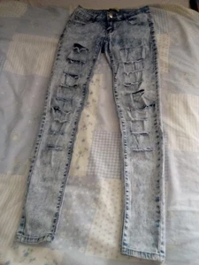 Ladies Jeans Size 8/10 Distressed Look, Stone Wash Slim Fit - Picture 1 of 8