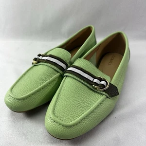 Talbots Mint Pastel Green Loafers Buckle Vintage Womens 9M Gold Luxury Work - Picture 1 of 10