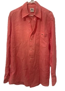 lacoste leinen button down kleid hemd herren Gr. 42. Rosa/Orange - Bild 1 von 7