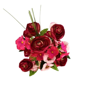 Blumenstrauß künstlicher Strauß Rosa Ranunkeln Stiefmütterchen Geschenk Deko - Bild 1 von 8