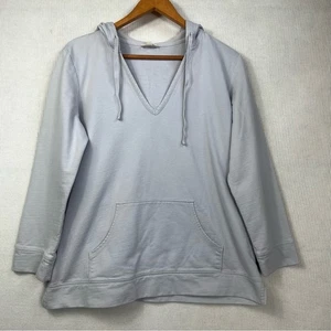 J. Jill Light Gray Organic Cotton Hoodie Sweatshirt Women’s Medium Minimalist - Picture 1 of 9